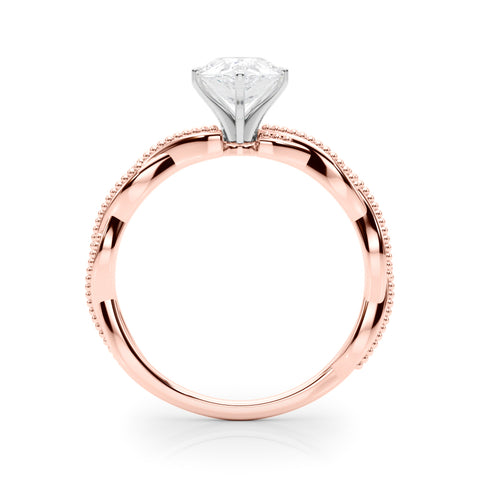 Rose gold Pear Solitaire Twisted Band with Bead Prong Setting 2