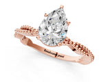Rose gold Pear Solitaire Twisted Band with Bead Prong Setting_405