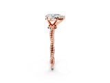 Rose gold Pear Solitaire Twisted Band with Bead Prong Setting_406