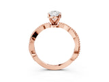 Rose gold Pear Solitaire Twisted Band with Bead Prong Setting_407