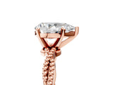 Rose gold Pear Solitaire Twisted Band with Bead Prong Setting_409