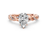 Rose gold Pear Solitaire Twisted Band with Pavé Accents and Four-Prong Setting_25