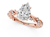 Rose gold Pear Solitaire Twisted Band with Pavé Accents and Four-Prong Setting_26