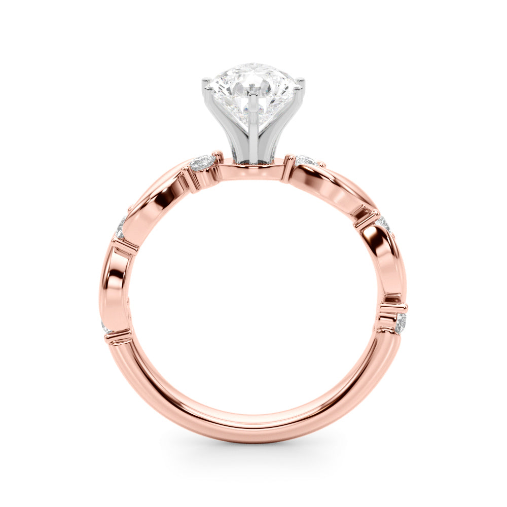 Rose gold Pear Solitaire Twisted Band with Prong Setting 2