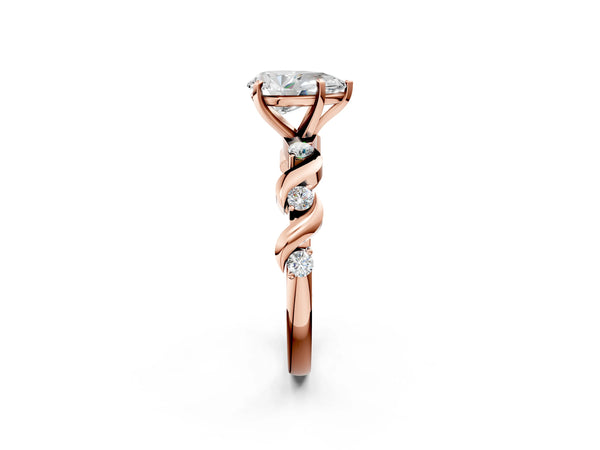 Rose gold Pear Solitaire Twisted Band with Prong Setting