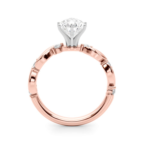 Rose gold Pear Solitaire Twisted Band with Prong Setting 2