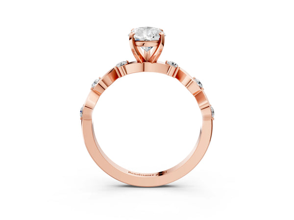 Rose gold Pear Solitaire Twisted Band with Prong Setting