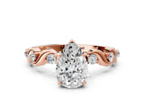 Rose gold Pear Solitaire Twisted Band with Prong Setting
