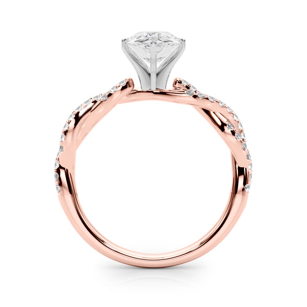 Rose gold Pear Solitaire Twisted Pave Band with Four-Prong Setting 2