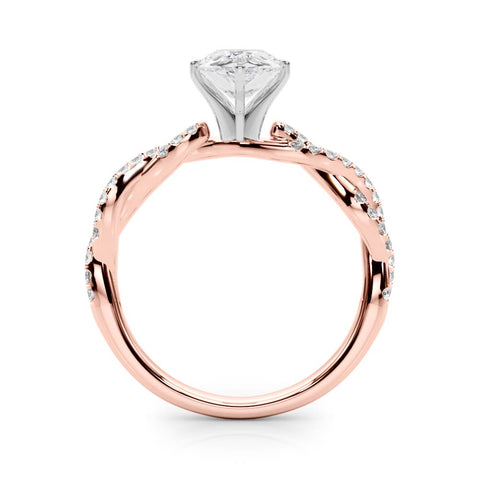 Rose gold Pear Solitaire Twisted Pave Band with Four-Prong Setting 2