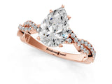 Rose gold Pear Solitaire Twisted Pave Band with Four-Prong Setting_10