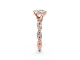 Rose gold Pear Solitaire Twisted Pave Band with Four-Prong Setting_11