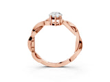 Rose gold Pear Solitaire Twisted Pave Diamond Ring with Four-Prong Setting_83