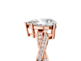 Rose gold Pear Solitaire Twisted Pave Diamond Ring with Four-Prong Setting_85