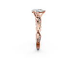 Rose gold Pear Solitaire Vine Band with Milgrain Prong Setting_8