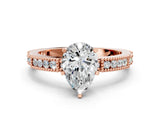 Rose gold Pear Solitaire with Pavé Band and Four-Prong Setting_332
