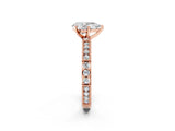Rose gold Pear Solitaire with Pavé Band and Four-Prong Setting_334