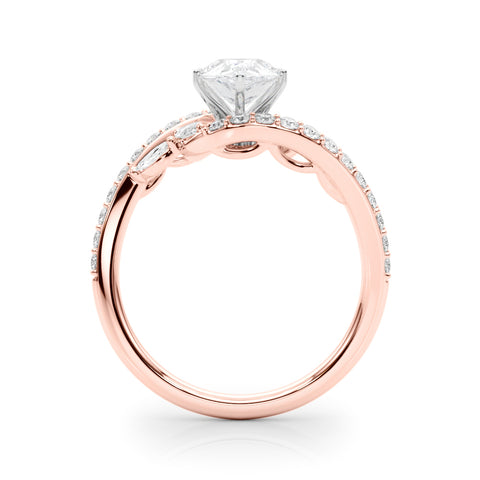 Rose gold Pear Solitaire with Pavé Twist Band and Four-Prong Setting 2