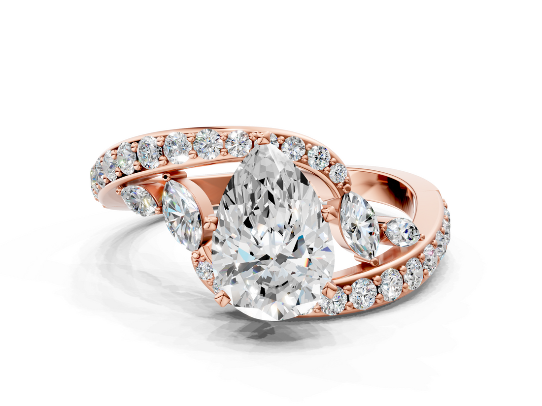Rose gold Pear Solitaire with Pavé Twist Band and Four-Prong Setting_71