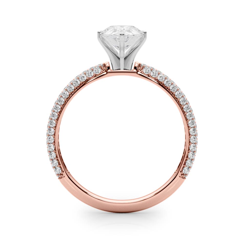 Rose gold Pear Solitaire with Pave Band and Four-Prong Setting 2