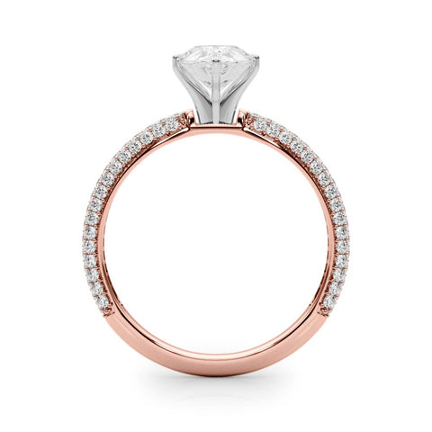 Rose gold Pear Solitaire with Pave Band and Four-Prong Setting 2