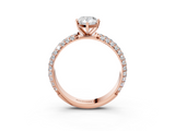 Rose gold Pear Solitaire with Pave Band and Four-Prong Setting_11