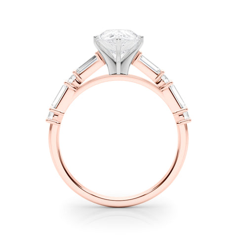 Rose gold Pear Solitaire with Side Baguettes and Channel Set Band 2