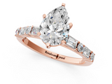 Rose gold Pear Solitaire with Side Baguettes and Channel Set Band_78