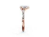 Rose gold Pear Solitaire with Side Baguettes and Channel Set Band_79