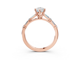 Rose gold Pear Solitaire with Side Baguettes and Channel Set Band_80