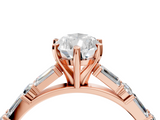 Rose gold Pear Solitaire with Side Baguettes and Channel Set Band_81