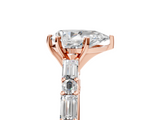 Rose gold Pear Solitaire with Side Baguettes and Channel Set Band_82