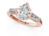 Rose gold Pear Solitaire with Tapered Baguette Side Stones on a Classic Band with Six-Prong Setting_149