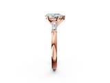 Rose gold Pear Solitaire with Tapered Baguette Side Stones on a Classic Band with Six-Prong Setting_150