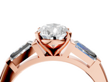 Rose gold Pear Solitaire with Tapered Baguette Side Stones on a Classic Band with Six-Prong Setting_152