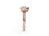 Rose gold Pear Three-Stone Diamond Ring with Pavé Band and Four-Prong Setting_8