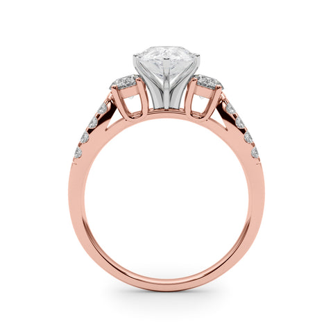Rose gold Pear Three-Stone Diamond Ring with Pavé Split Shank and Four-Prong Setting 2