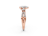 Rose gold Pear Three-Stone Diamond Ring with Pavé Split Shank and Four-Prong Setting_91