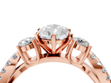 Rose gold Pear Three-Stone Diamond Ring with Pavé Split Shank and Four-Prong Setting_93