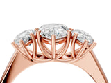 Rose gold Pear Three-Stone Diamond Ring with Prong Setting on a Classic Band_19