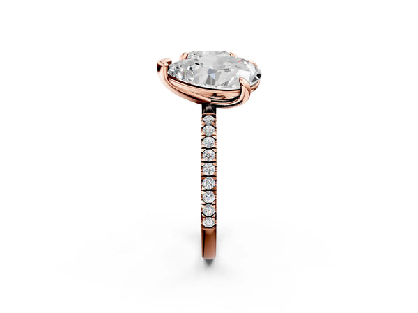 Rose gold Pear and Cushion Toi Moi Ring with Prong Setting and Micro Pave Band