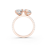 Rose gold Pear and Cushion Toi Moi Ring with Prong Setting and Micro Pave Band_2