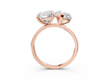 Rose gold Pear and Cushion Toi Moi Ring with Prong Setting and Plain Band 3