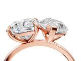 Rose gold Pear and Cushion Toi Moi Ring with Prong Setting and Plain Band 4