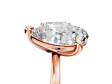 Rose gold Pear and Cushion Toi Moi Ring with Prong Setting and Plain Band 5