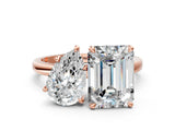 Rose gold Pear and Emerald Cut Toi Moi Ring with Prong Setting_66