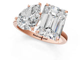 Rose gold Pear and Emerald Cut Toi Moi Ring with Prong Setting_67