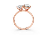 Rose gold Pear and Emerald Cut Toi Moi Ring with Prong Setting_69
