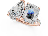 Rose gold Pear and Emerald Toi Moi Ring with Prong Setting and Micro Pave Band 1
