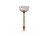 Rose gold Pear and Emerald Toi Moi Ring with Prong Setting and Micro Pave Band 2